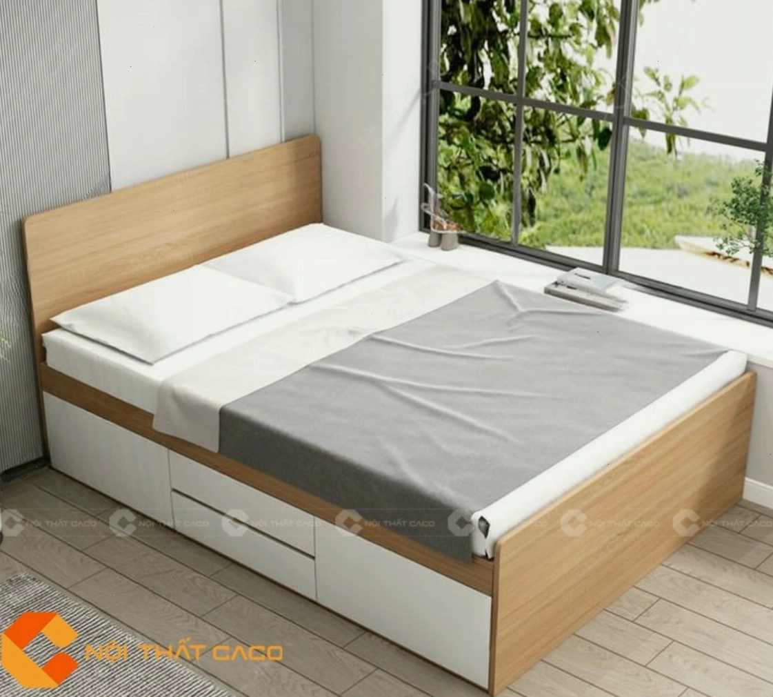 Giường Ngủ Gỗ Công Nghiệp GN116 với thiết kế tối giản, phù hợp không gian nhỏ