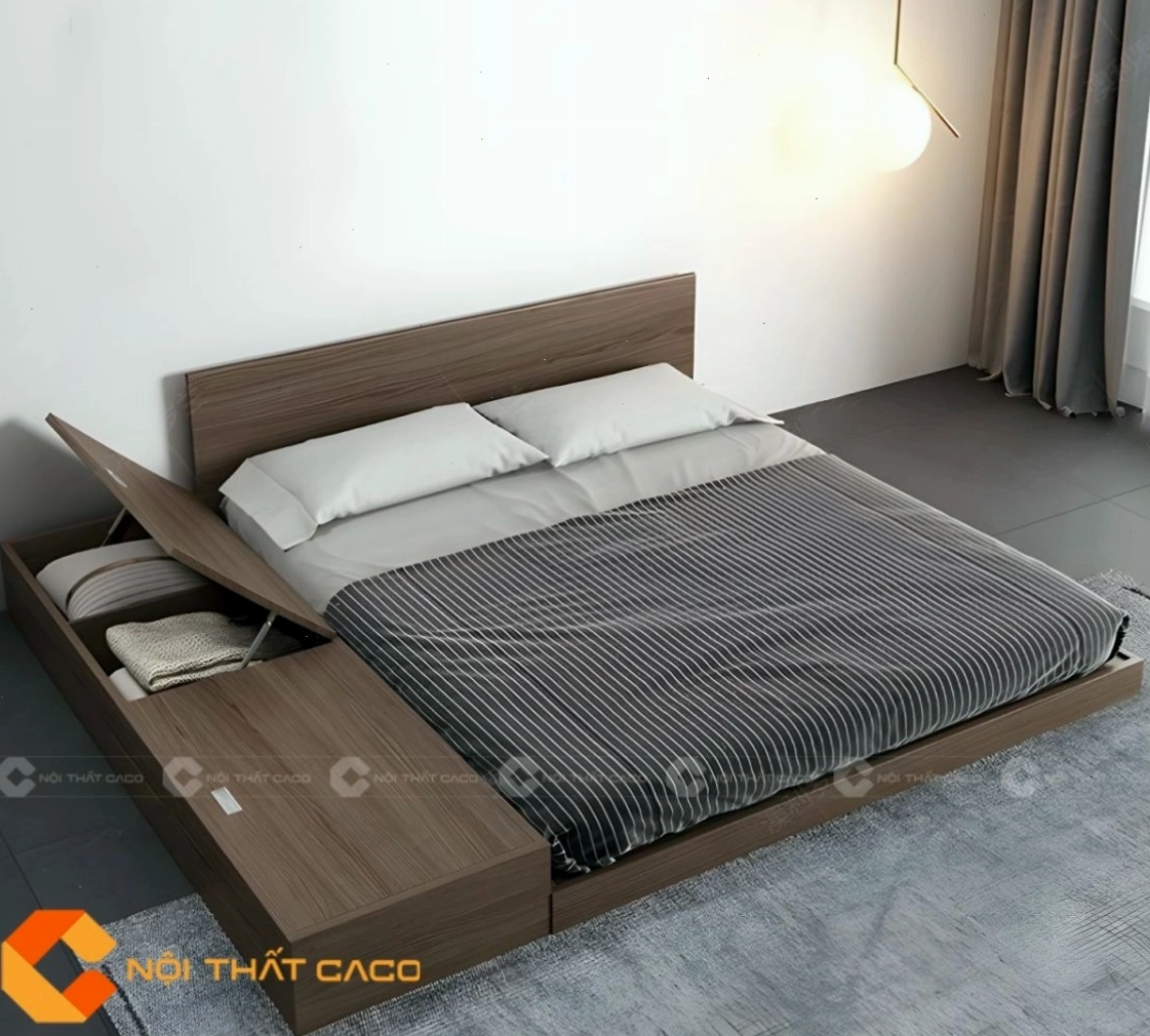 Giường Ngủ Gỗ Công Nghiệp GN118 với đường cong mềm mại, tạo cảm giác thư thái