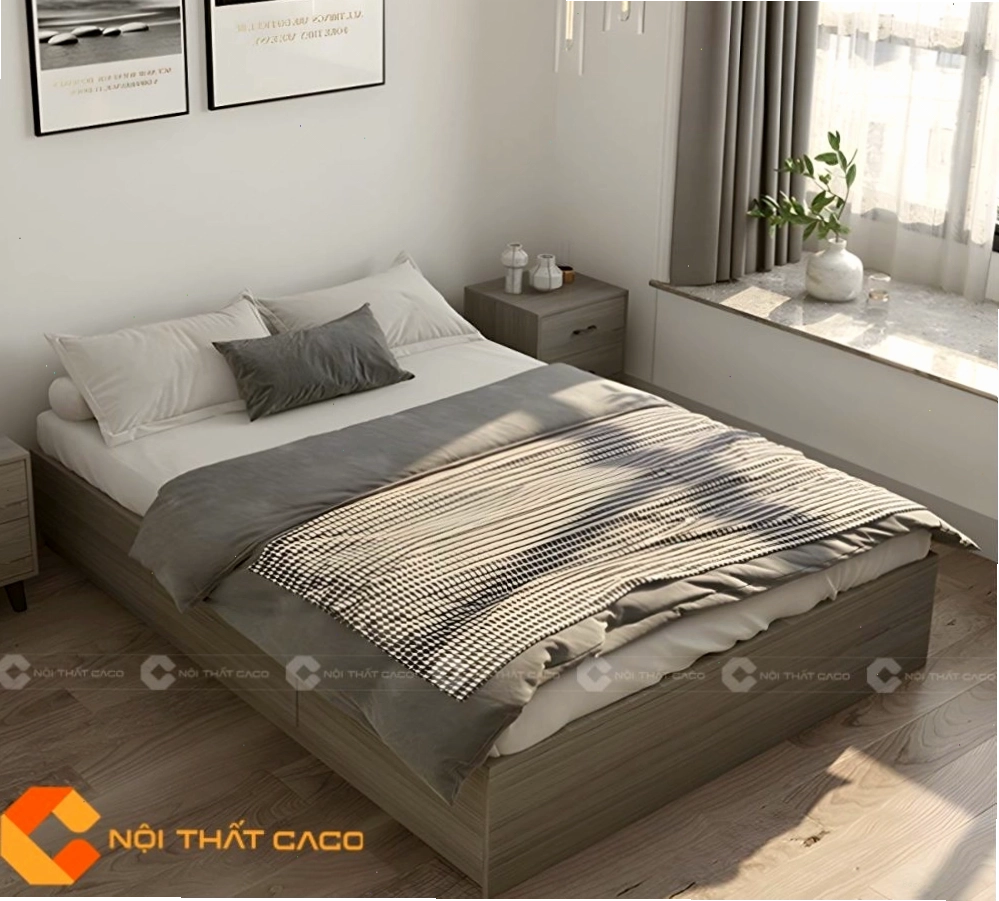 Giường Ngủ Gỗ Công Nghiệp GN121 với gam màu trung tính, dễ dàng phối hợp