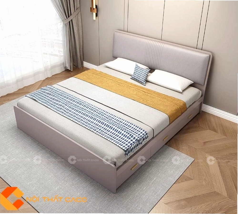 Giường Ngủ Gỗ Công Nghiệp GN125 với đường nét mềm mại, sang trọng