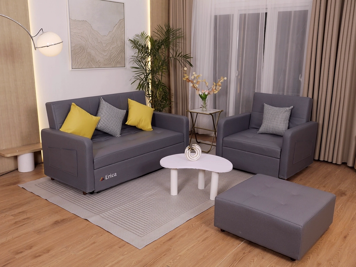 Giường sofa đa năng ERICA - LX1 ghi mang đến vẻ đẹp hiện đại