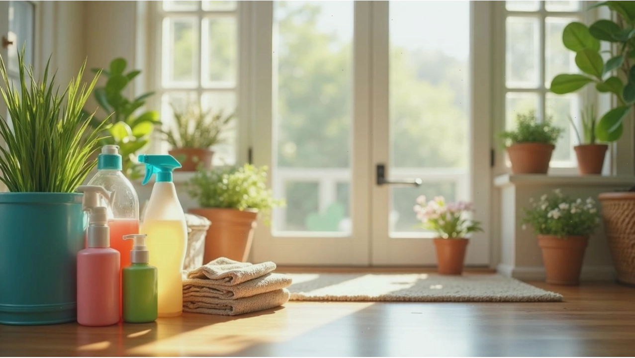 Hình ảnh mùa xuân với cây cối xanh tươi và ánh nắng