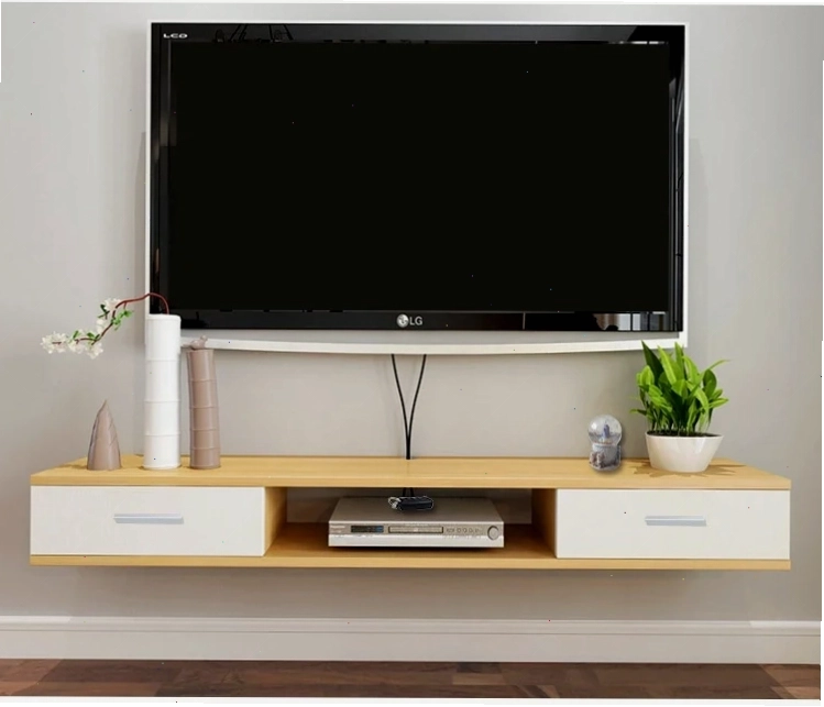 Kệ tivi treo tường 2 ngăn kéo màu trắng kết hợp vân gỗ sồi
