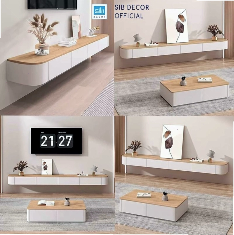 Kệ tivi treo tường phong cách Bắc Âu cho phòng khách với chất liệu gỗ óc chó