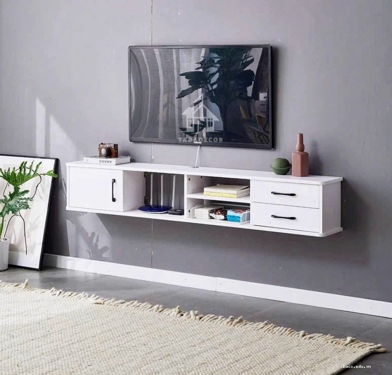 KỆ TIVI TREO TƯỜNG THIẾT KẾ HIỆN ĐẠI NGĂN KÉO 2 TẦNG- TD2404