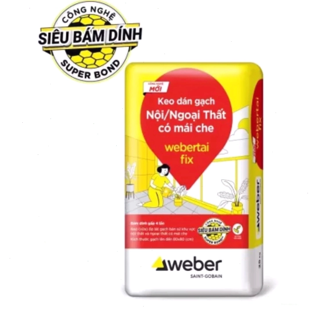 Keo dán gạch ốp tường webertai fix với khả năng bám dính cao
