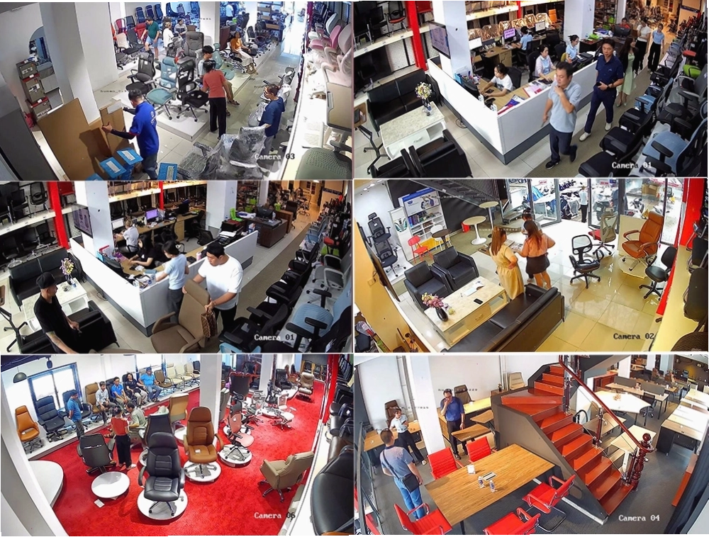 Khách hàng trải nghiệm ghế văn phòng Hòa Phát tại showroom