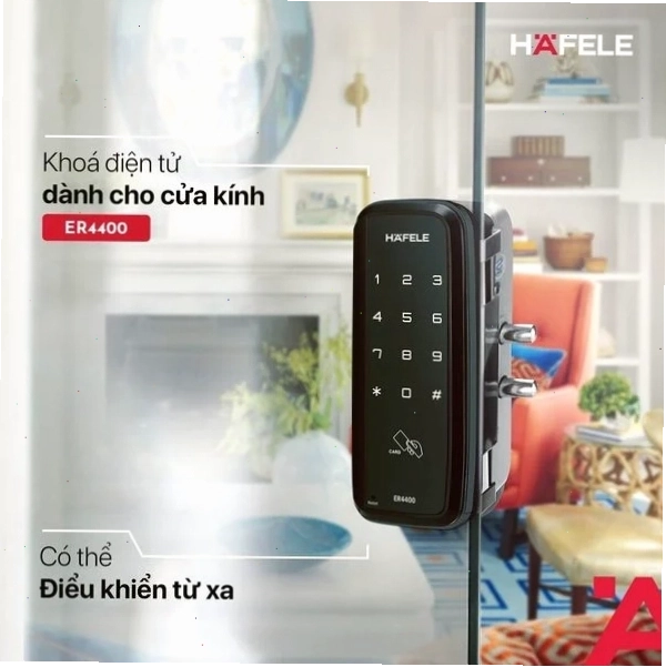Khóa cửa kính Hafele ER4400 với thiết kế tinh gọn và tính năng bảo mật cao