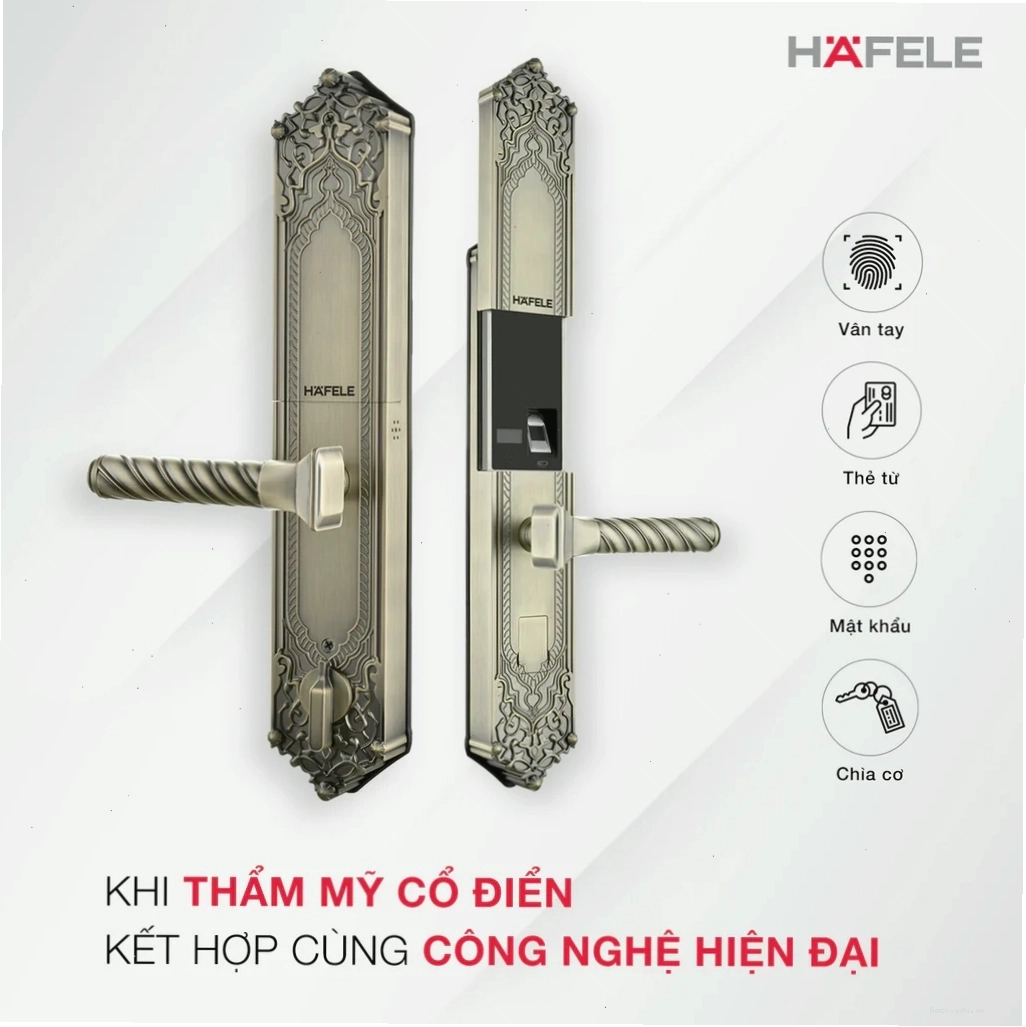 Khóa vân tay Hafele với thiết kế hiện đại, cho phép mở khóa nhanh chóng và an toàn