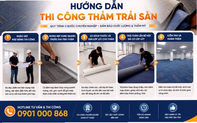 Không gian làm việc với thảm trải sàn màu ghi, tạo sự chuyên nghiệp