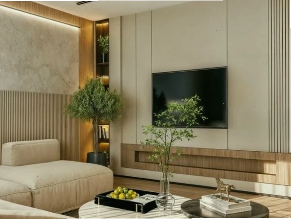 Không gian phòng khách theo phong cách Minimalism với nội thất đơn giản, màu sắc trung tính