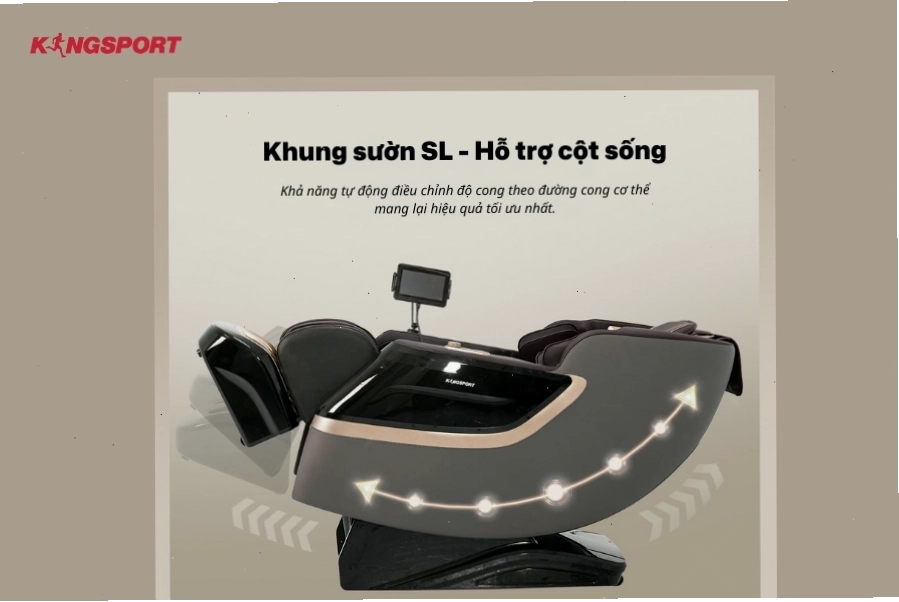 Khung sườn SL hỗ trợ cột sống trên ghế massage