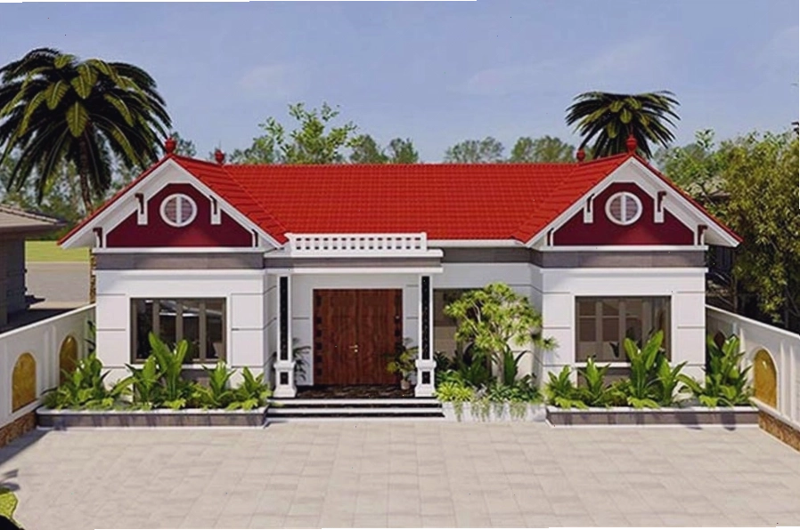 Kiến trúc nhà 3 gian hiện đại với sự kết hợp vật liệu mới mẻ