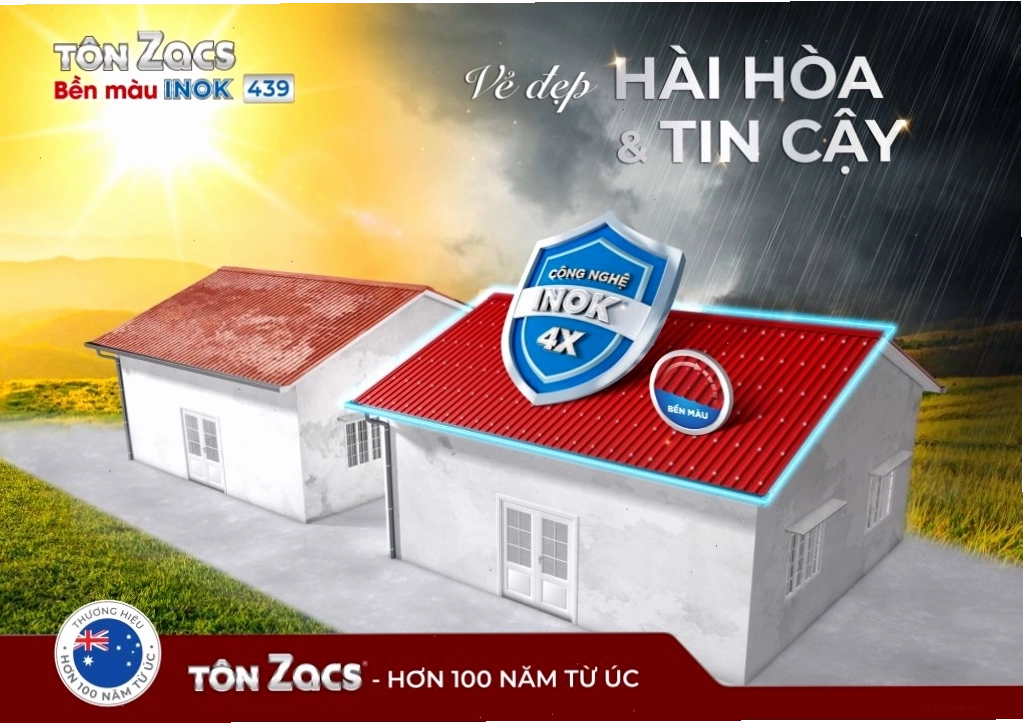 Mái tôn Zacs Inok bền màu, chịu được thời tiết khắc nghiệt