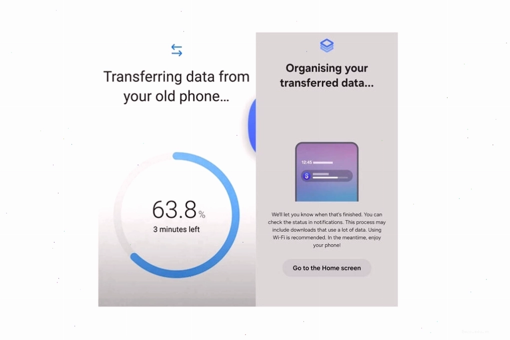 Màn hình hiển thị quá trình bắt đầu truyền dữ liệu trên Smart Switch