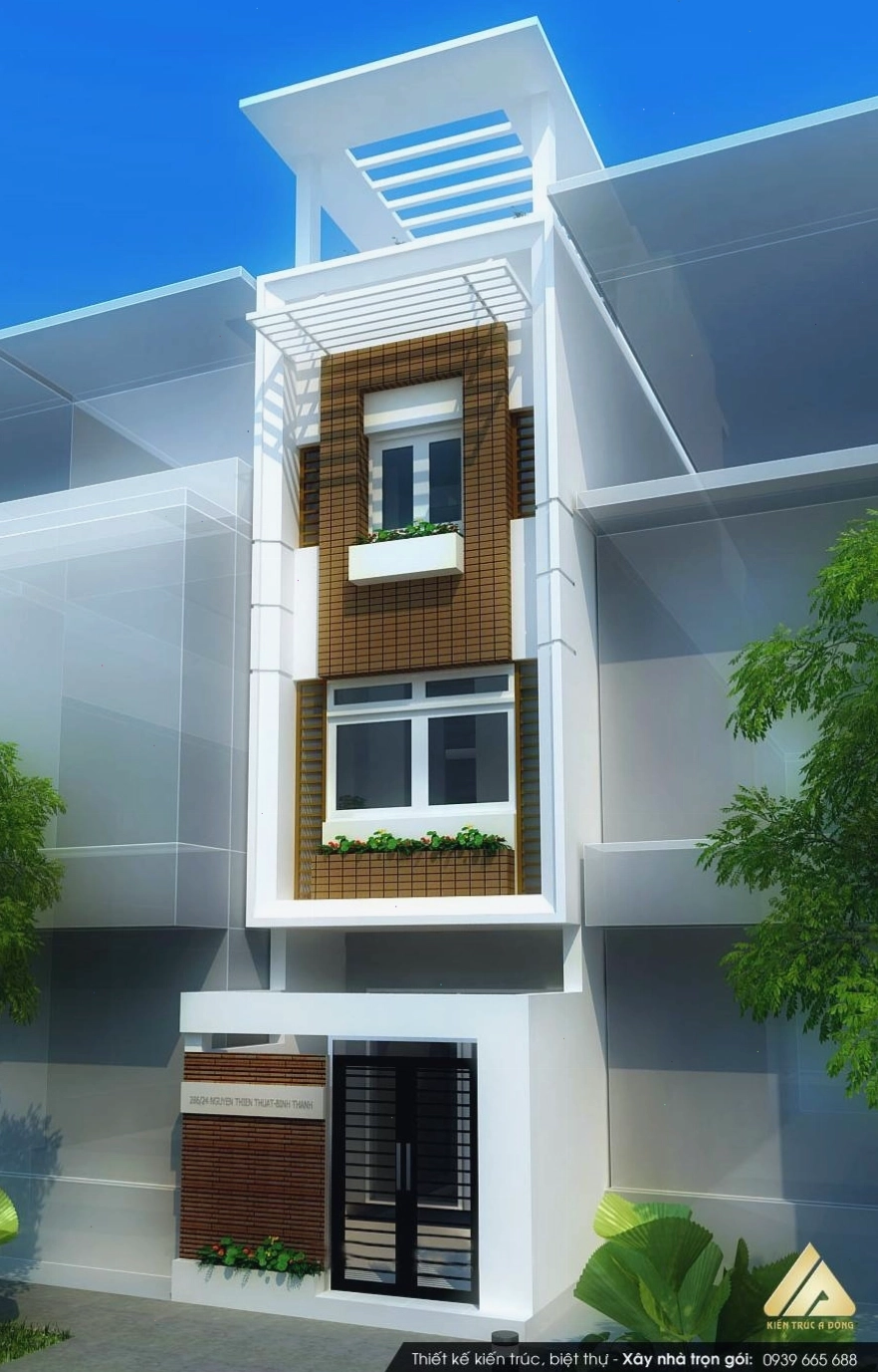 Mặt tiền nhà phố 3 tầng hiện đại