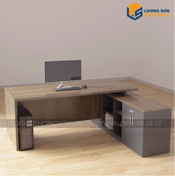Mẫu bàn giám đốc gỗ công nghiệp chữ L sang trọng