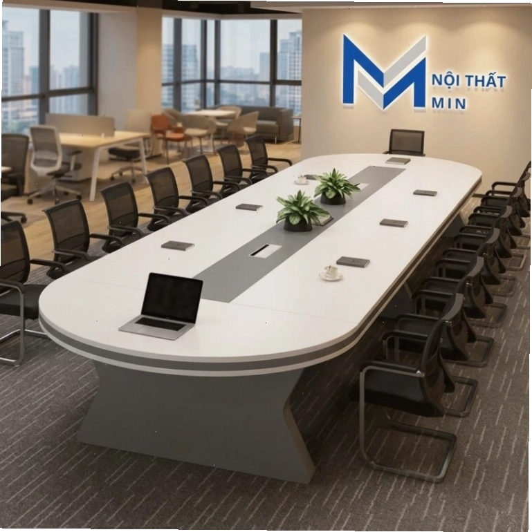 Mẫu bàn họp gỗ công nghiệp thiết kế thanh lịch, mang đến vẻ đẹp tinh tế cho không gian