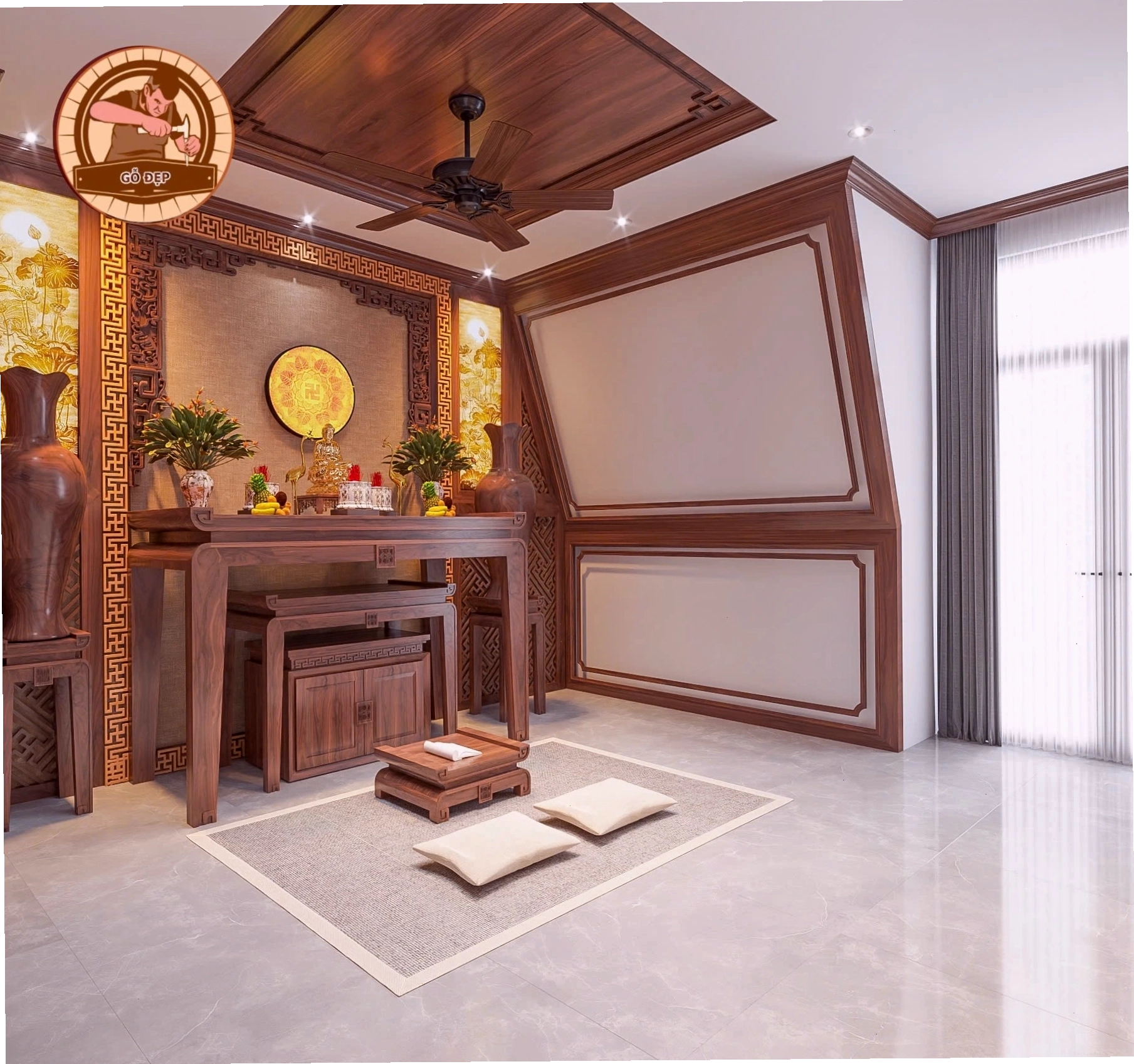 Mẫu bàn thờ 3 tầng thiết kế riêng cho khách hàng