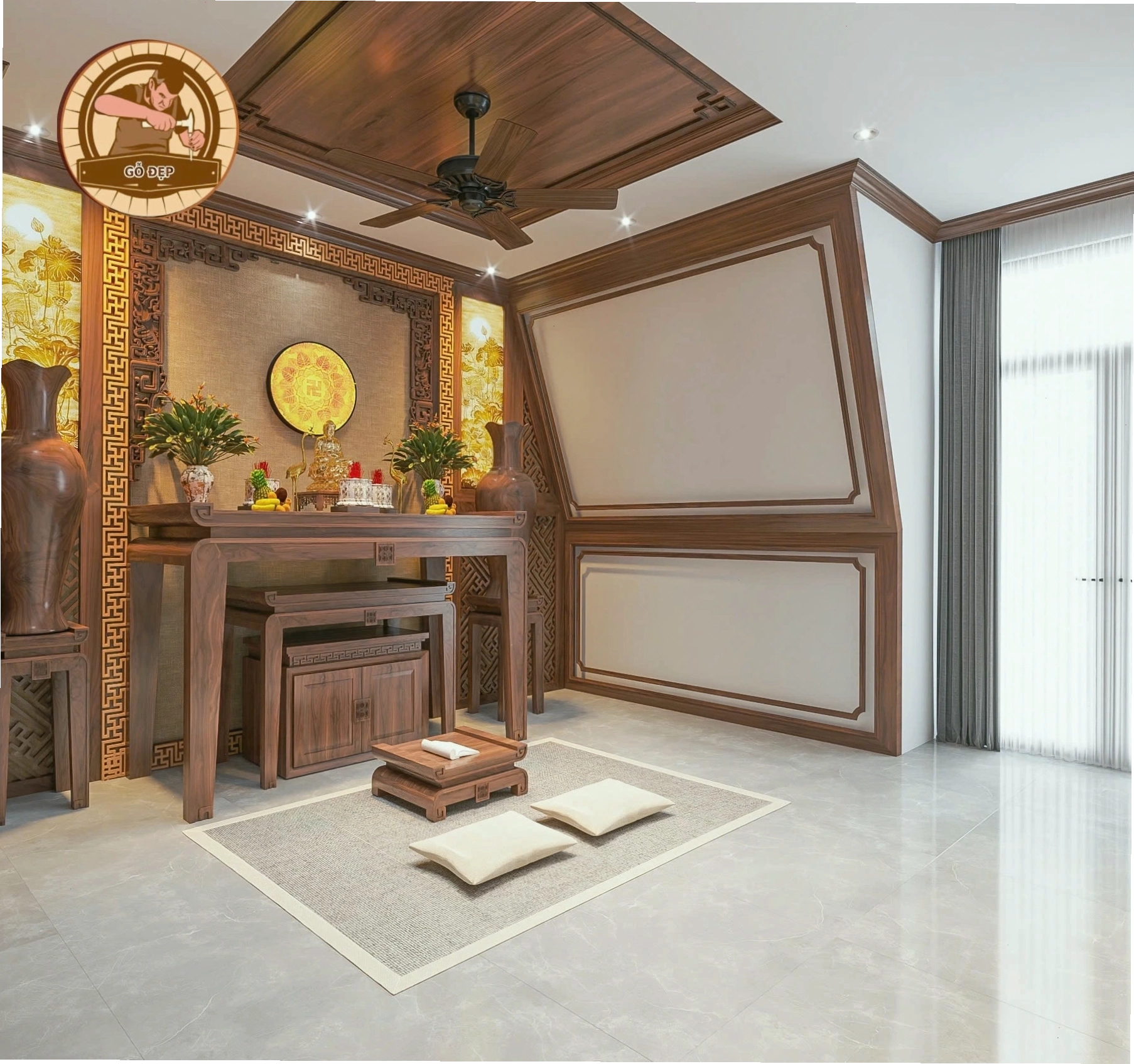 Mẫu bàn thờ 3 tầng thiết kế riêng