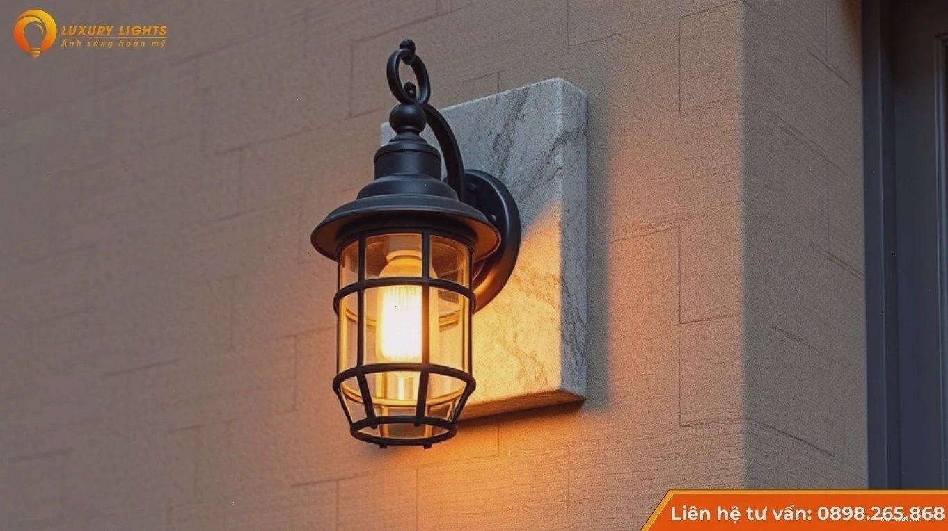 Mẫu đèn ốp tường vỏ ngoài bằng đá tự nhiên