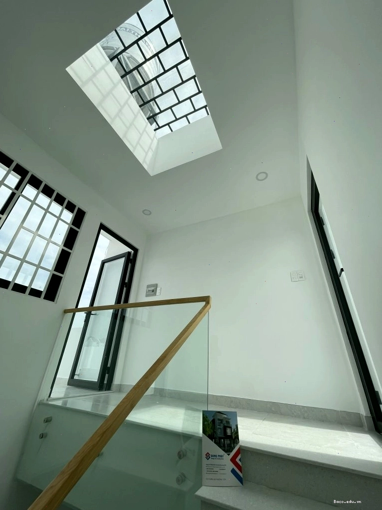 Mẫu giếng trời kết hợp khung sắt phun sơn tĩnh điện đen