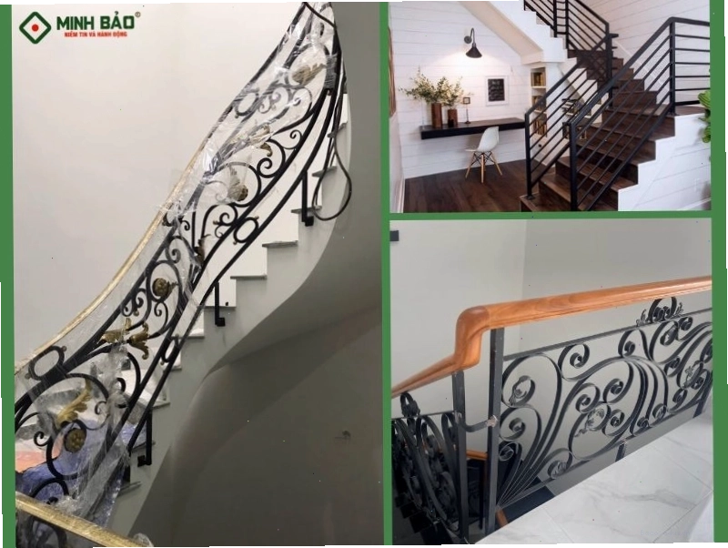 Mẫu lan can cầu thang bằng sắt với thiết kế vững chắc và hoa văn tinh xảo