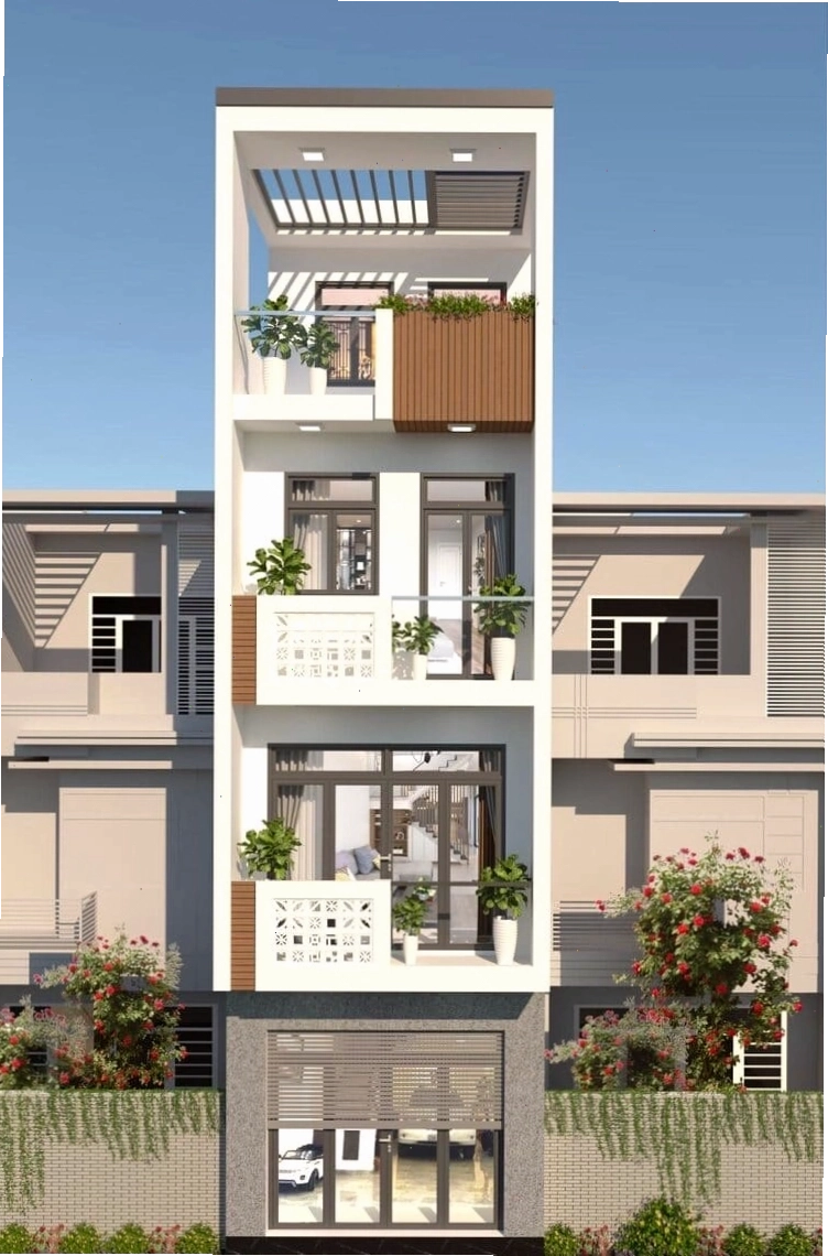 Mẫu nhà bốn tầng hiện đại, sang trọng