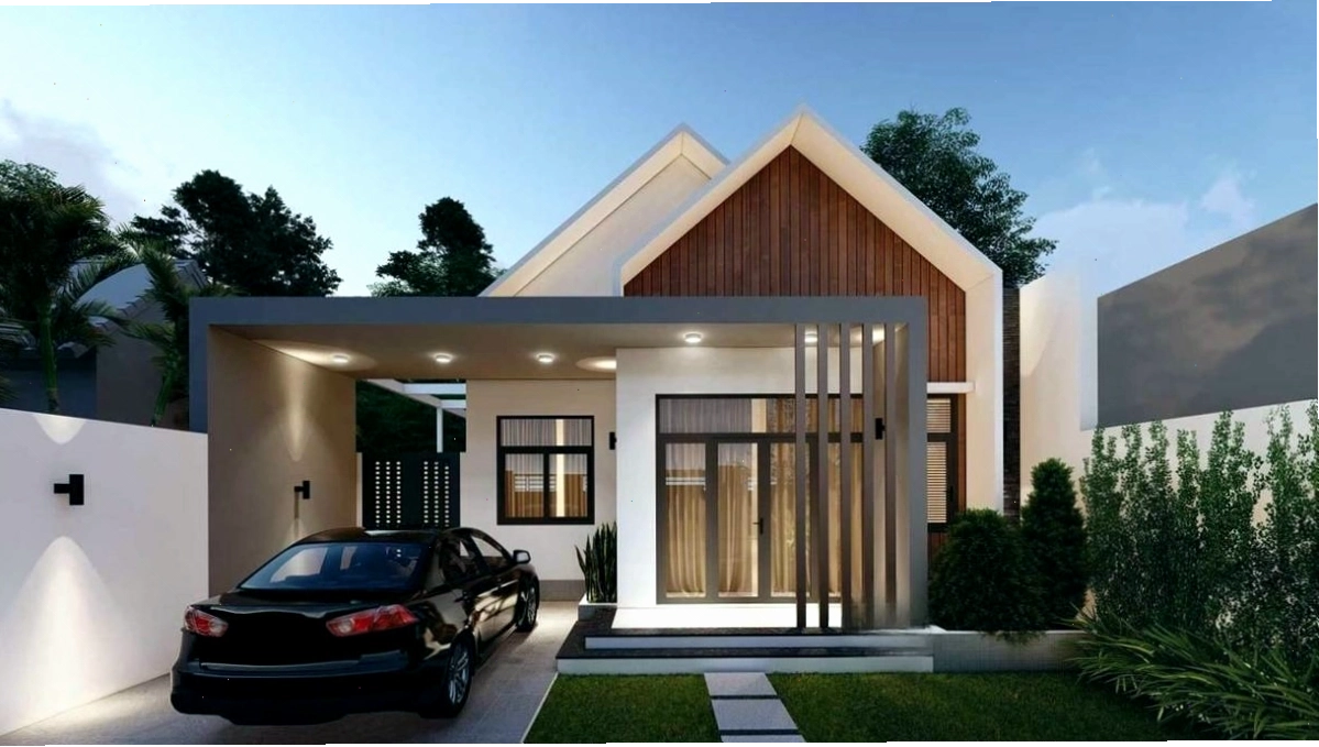 Mẫu nhà cấp 4 mái thái chữ L ở nông thôn có sân vườn thoáng đãng, mát mẻ