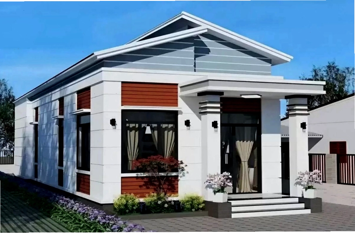 Mẫu nhà cấp 4 mái thái lệch độc đáo, thể hiện cá tính riêng của gia chủ