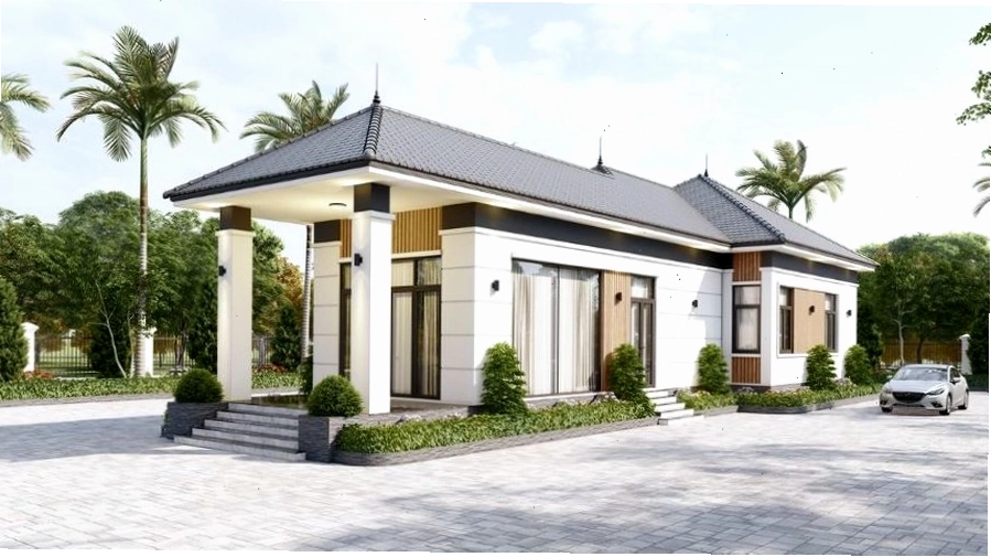 Mẫu nhà mái Nhật 1 tầng được xây dựng theo lối kiến trúc hiện đại, đón đầu xu hướng thiết kế