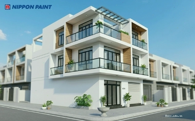 Mẫu sơn trang trí mặt tiền màu trắng sang trọng