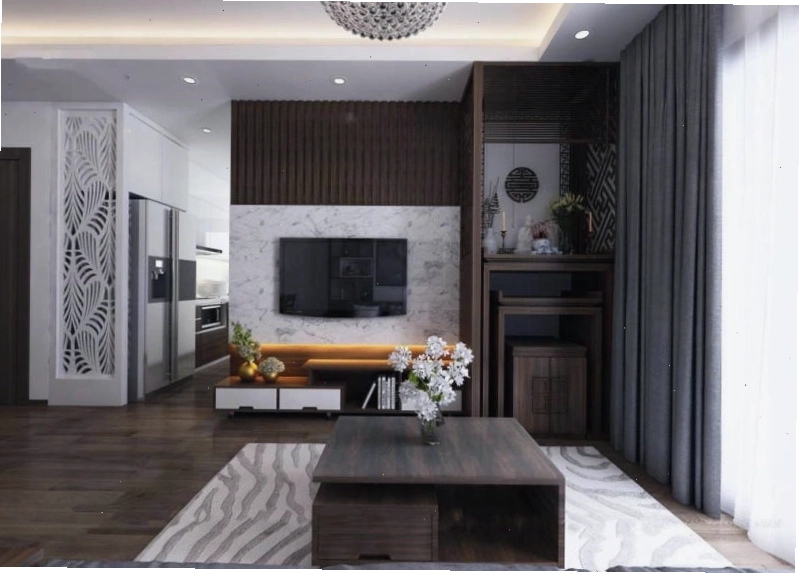 Mẫu thiết kế bàn thờ phòng khách căn hộ chung cư