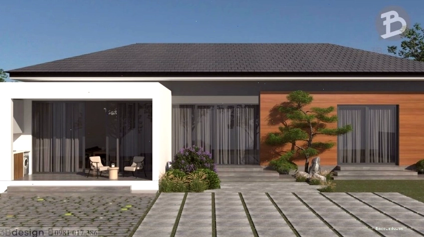 Mẫu thiết kế nhà cấp 4 đẹp với kiến trúc đơn giản, hài hòa