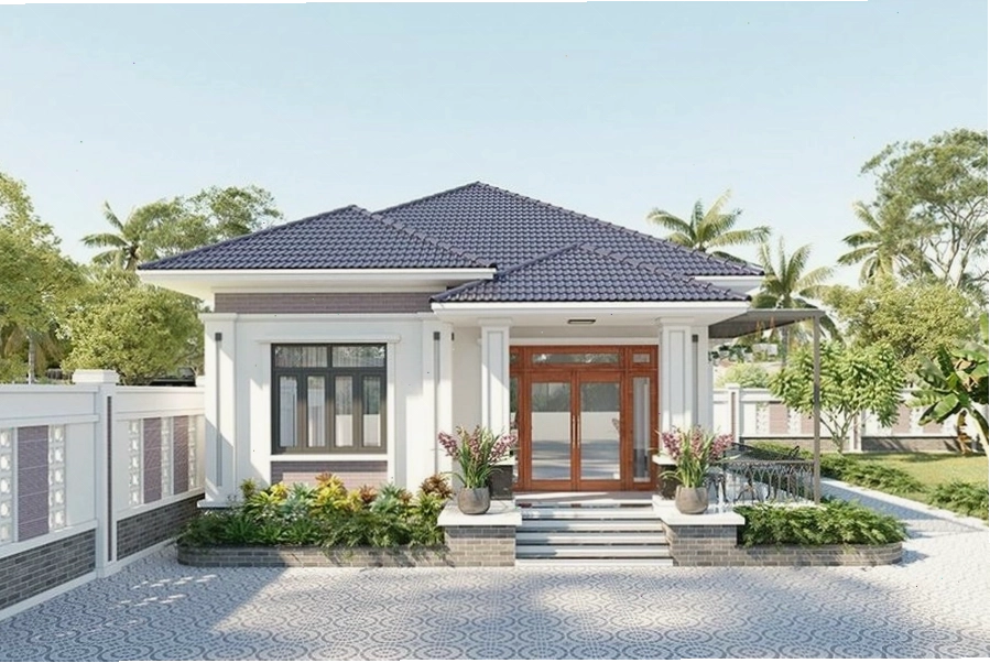 Mẫu thiết kế nhà mái Nhật 1 tầng kiểu mái dốc lợp ngói mang hương vị cổ kính