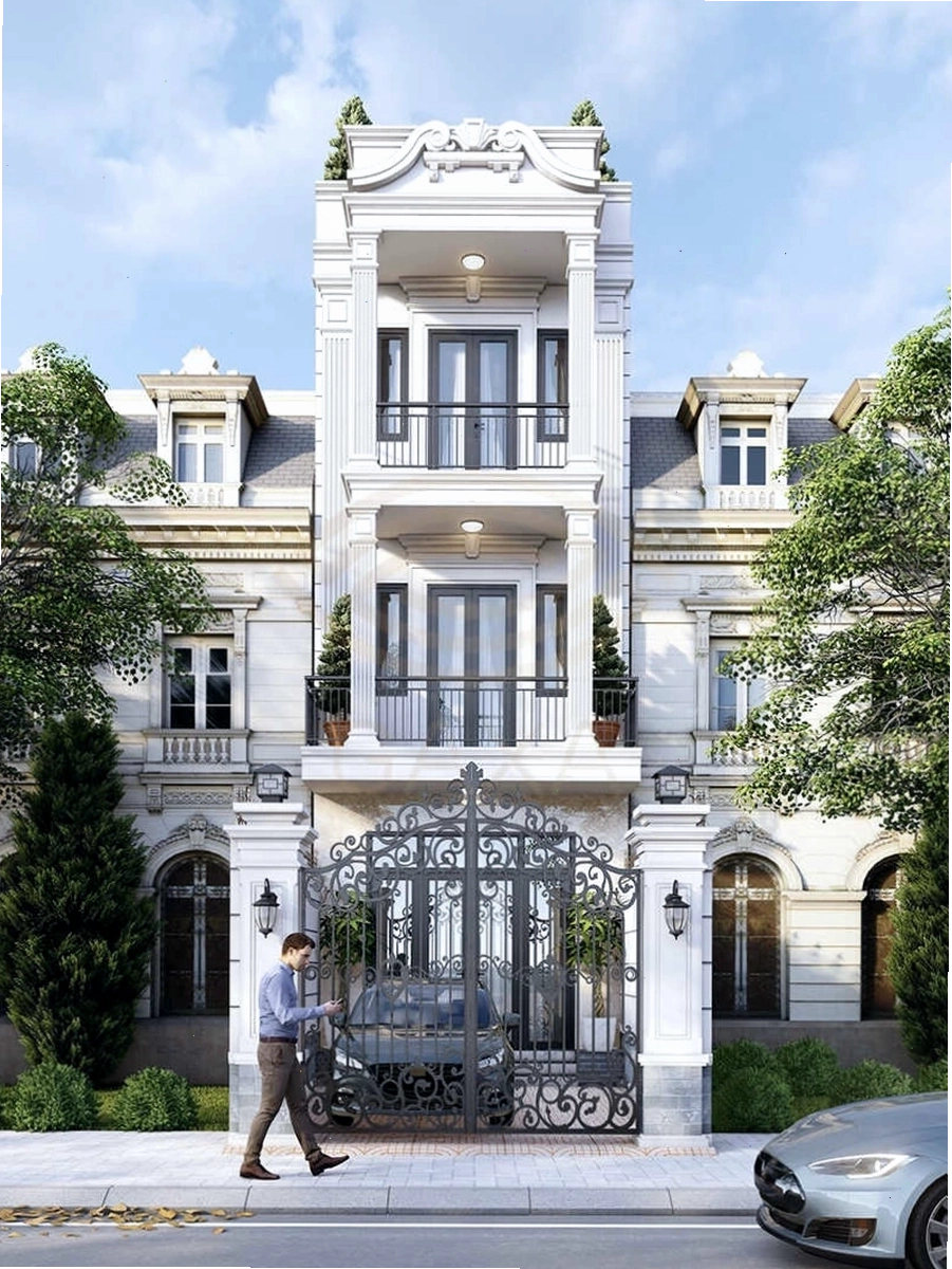 Mẫu thiết kế nhà phố tân cổ điển mặt tiền 4m