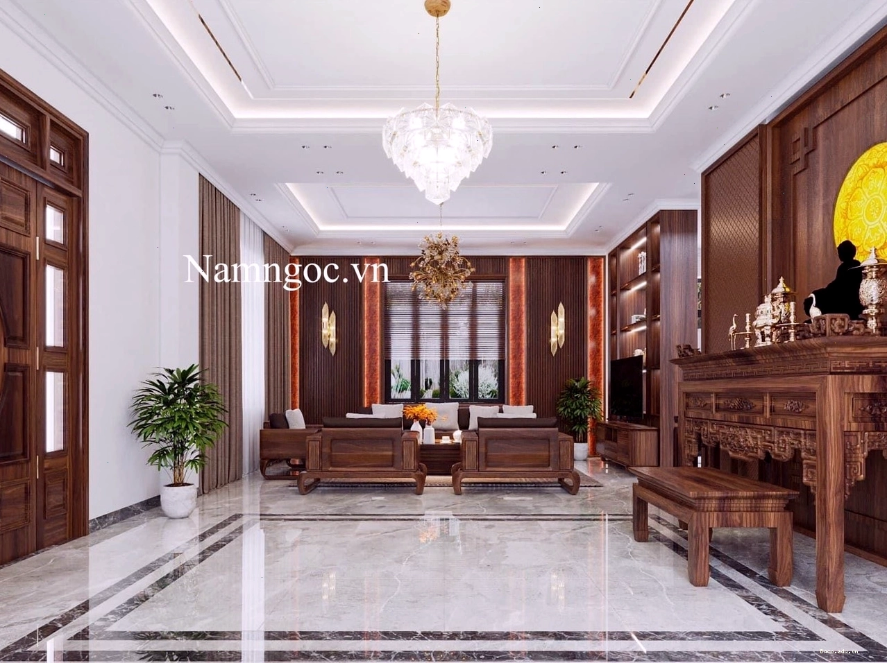 Mẫu trần thạch cao phòng hình chữ nhật với đường nét mềm mại, tạo cảm giác hài hòa