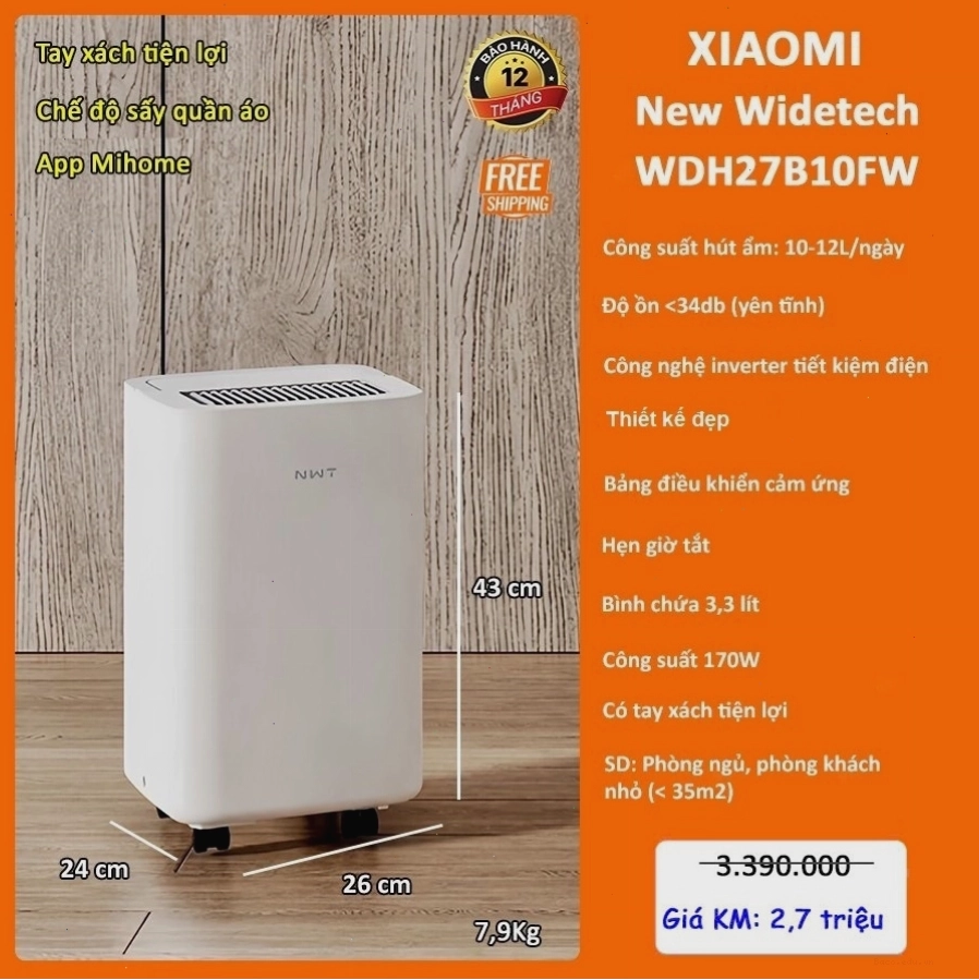 Máy hút ẩm Xiaomi New Widetech WDH27B10FW