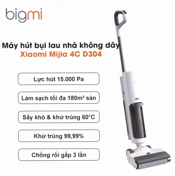 Máy hút bụi lau nhà không dây Xiaomi Mijia 4C D304 giặt sấy giẻ tự động