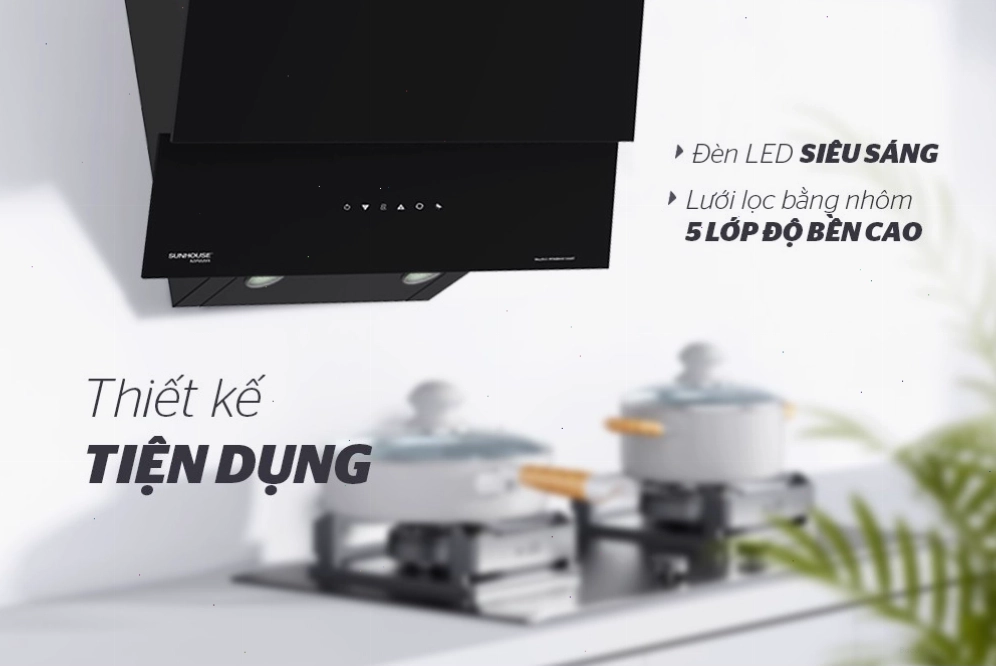 Máy hút mùi Sunhouse tích hợp đèn LED chiếu sáng tiện lợi