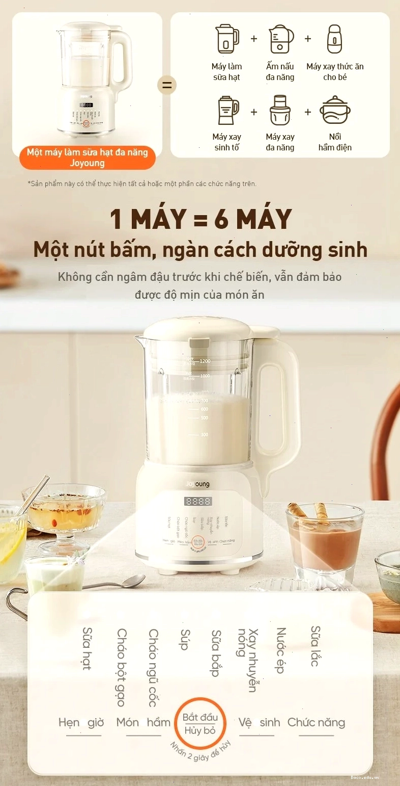 Máy làm sữa hạt đa năng với nhiều chức năng nấu nướng