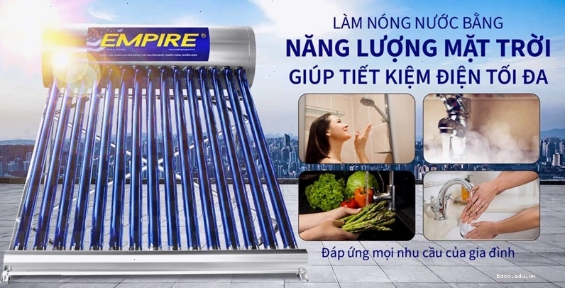 Máy nước nóng năng lượng mặt trời giúp tiết kiệm điện năng tiêu thụ