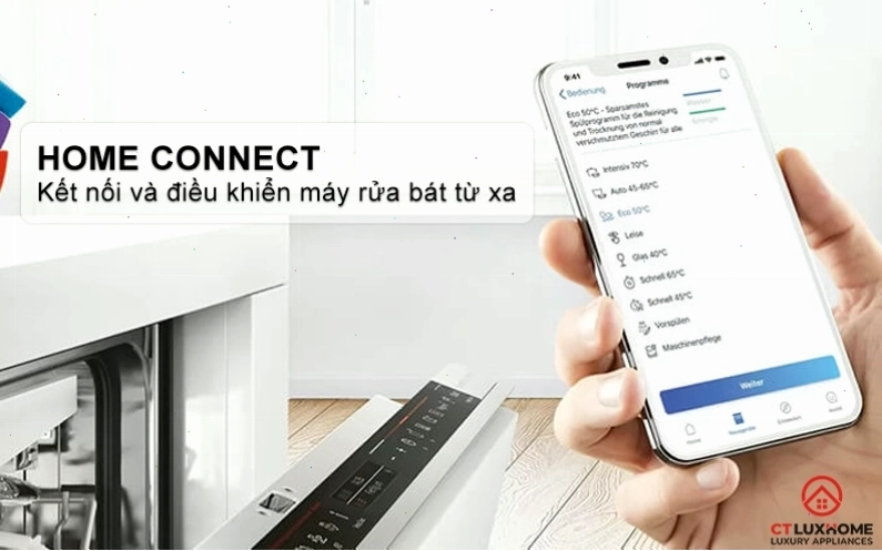 Máy rửa bát Bosch SMS8YCI01E kết nối Home Connect