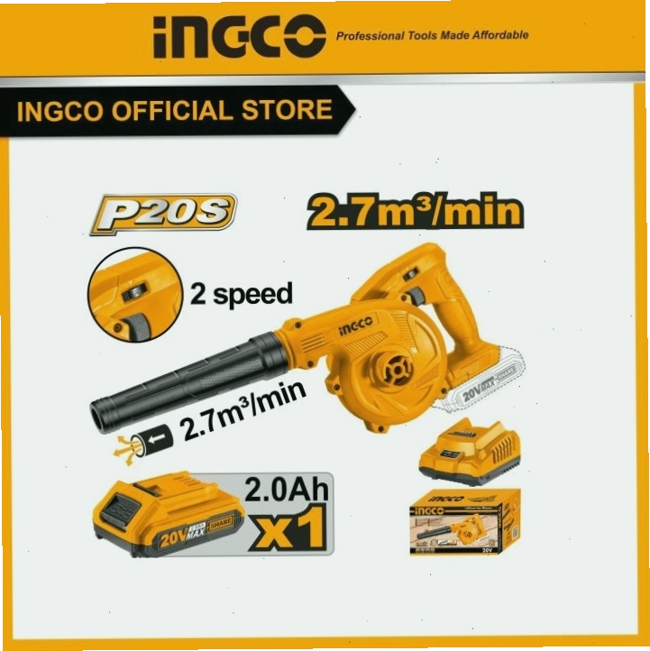 Máy thổi bụi dùng pin 20V kèm pin và sạc INGCO CABLI200181