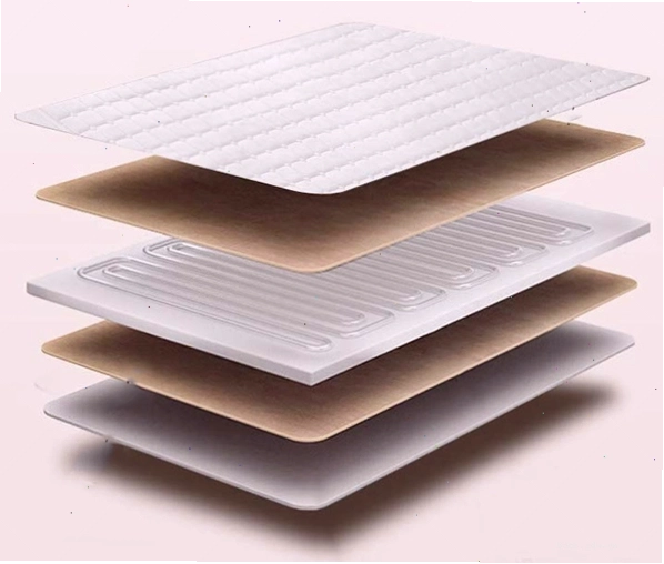 Minh họa cấu tạo chi tiết của đệm điện Hàn Quốc gồm nhiều lớp bảo vệ