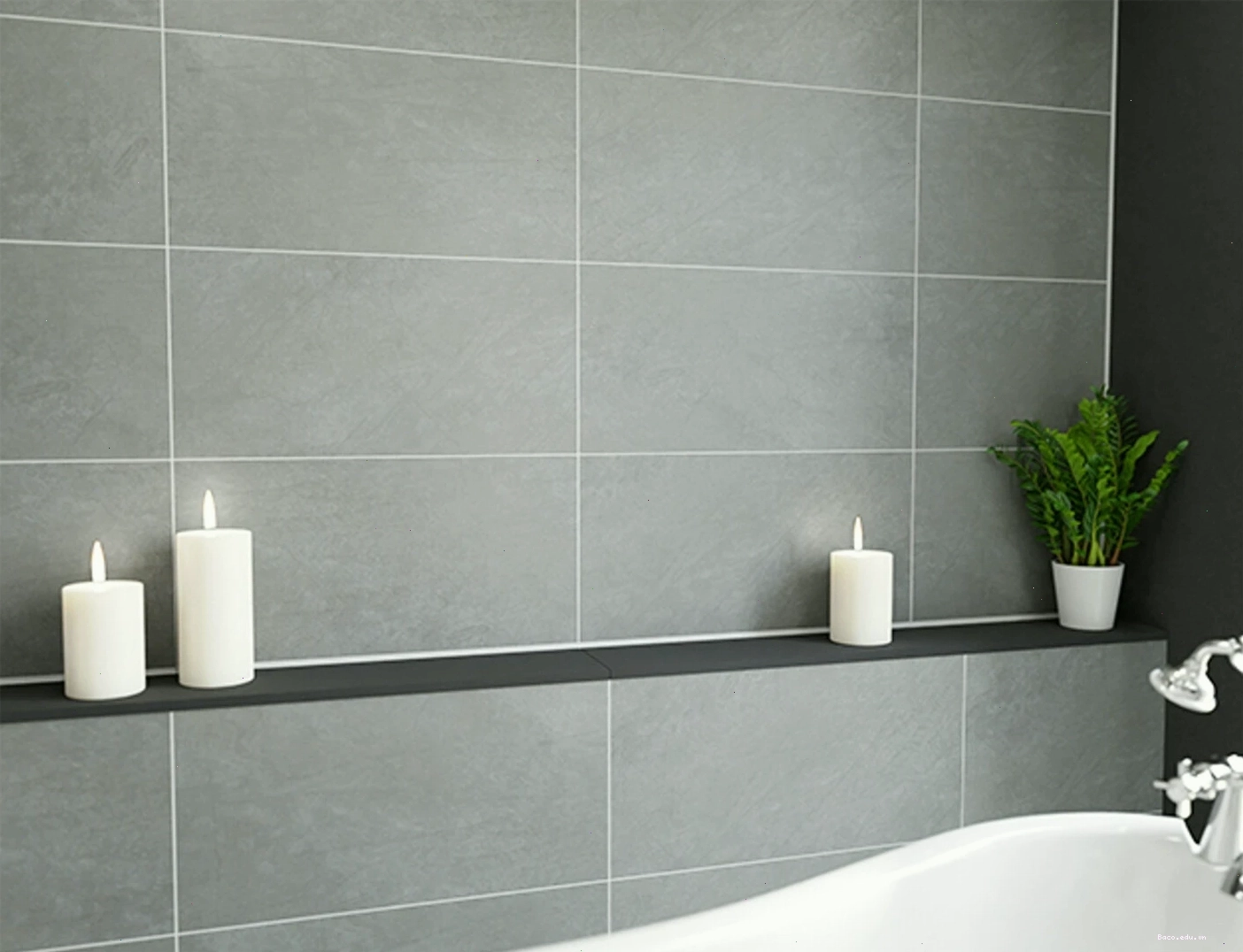 Minh họa ưu điểm của gạch dán tường về độ bền và khả năng chống thấm