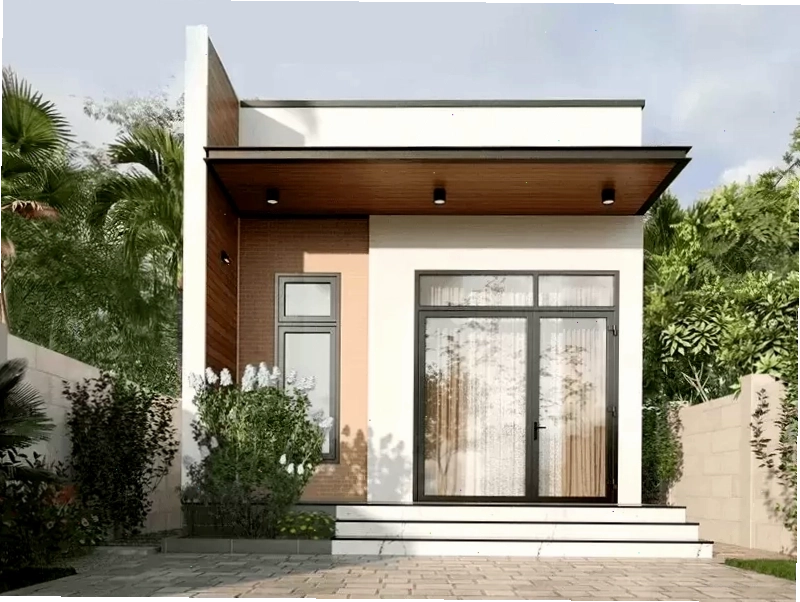 Nhà cấp 4 mái bằng có trần thạch cao chống nóng đẹp và tiện nghi