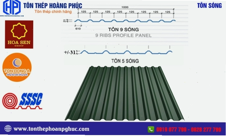 Nhiều mẫu tôn sóng đẹp