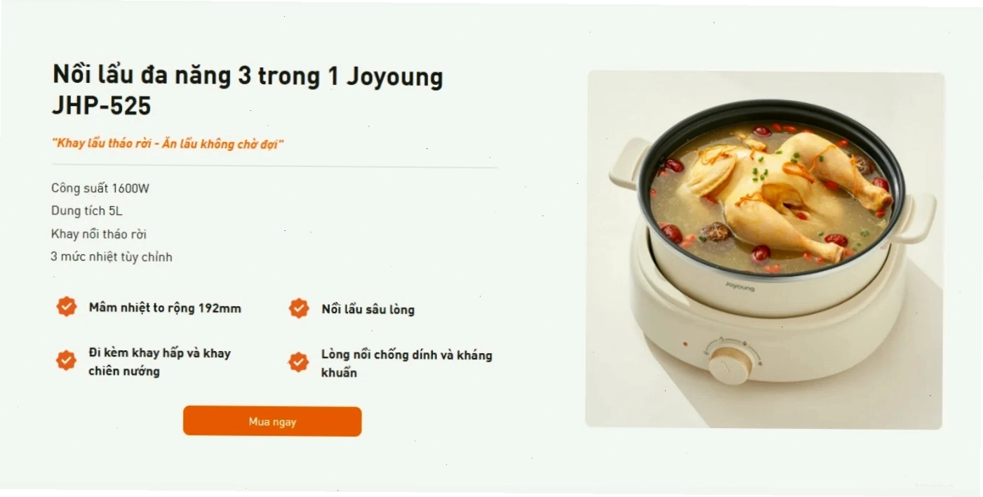 Nồi lẩu hấp nướng đa năng 3 trong 1 Joyoung JHP-525