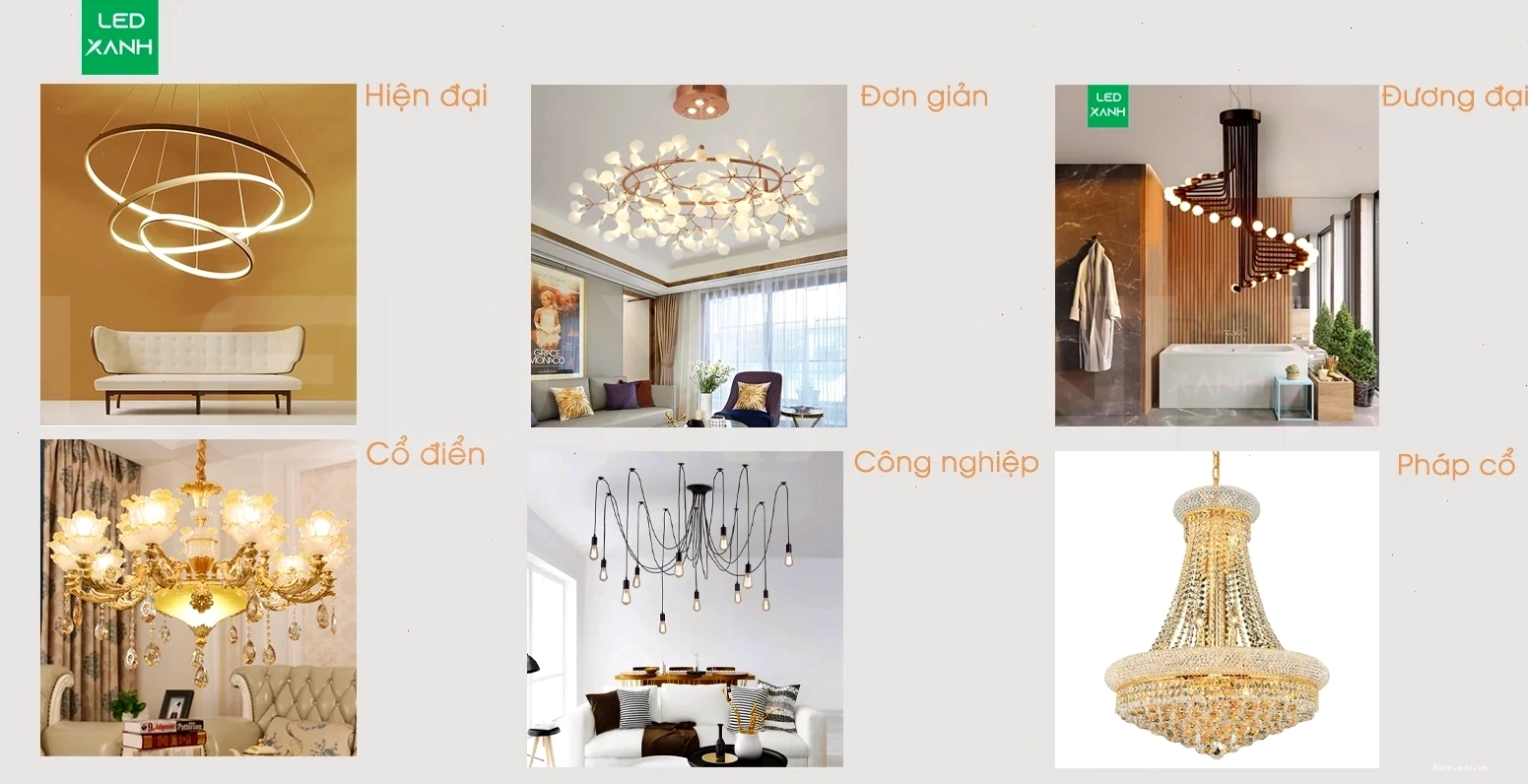 Phân loại các phong cách đèn chùm khác nhau